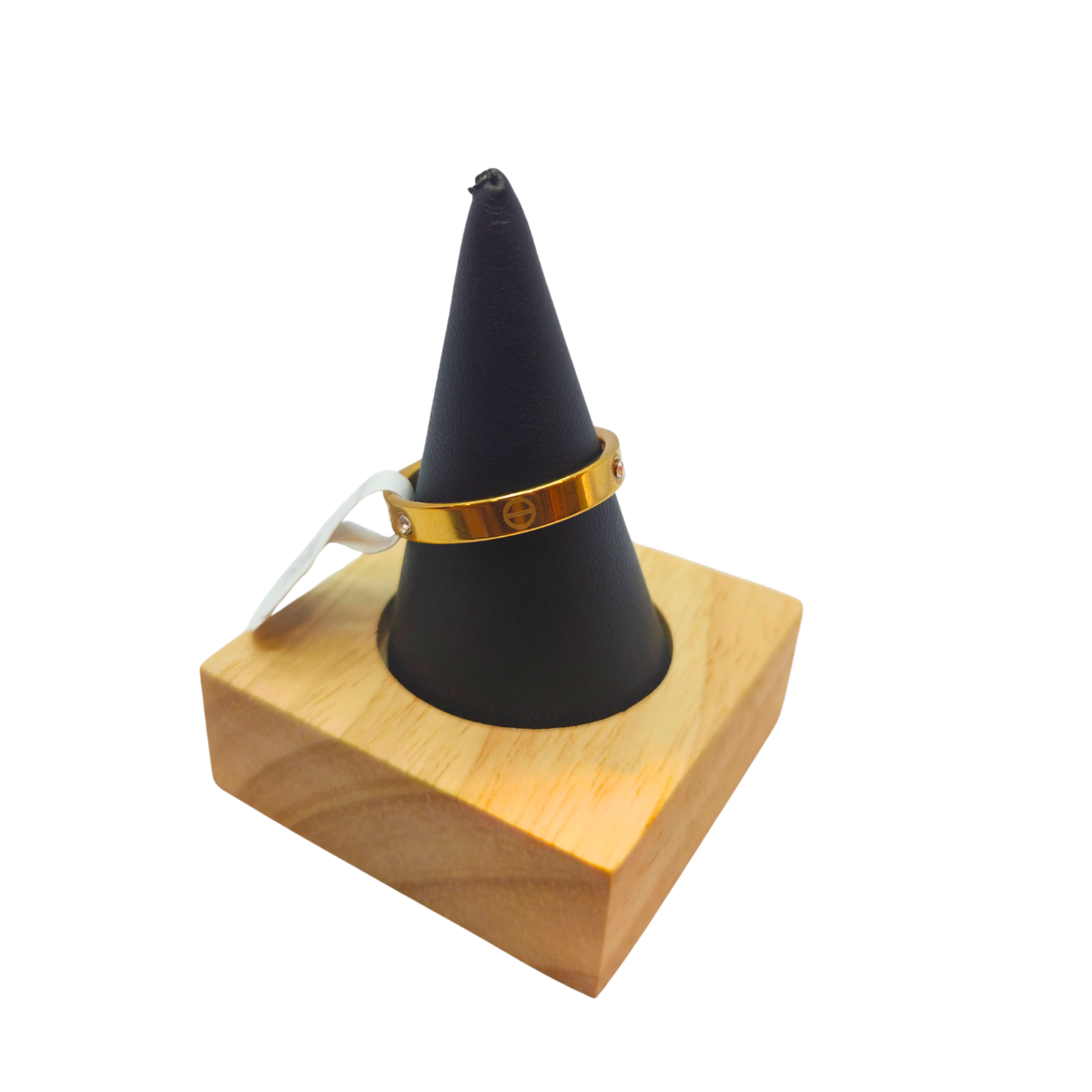 Anillo de Diseño Moderno con Detalles Engastados - 100% Acero Bañado en Oro de 18K