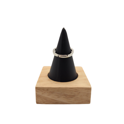 Anillo Ajustable "Corazón Celeste" con Circonita Azul – Acero Bañado en Oro Blanco 18K